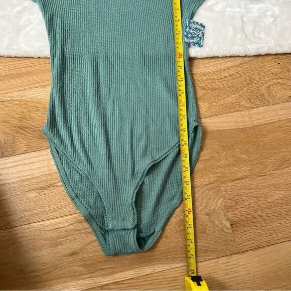 Free People Intimately All You Want Bodysuit waffleknit bodysuit green new xs - Picture 10 of 11